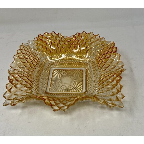 Indiana Glass Raised Diamond Point Ruffled Sawtooth Edge Candy Nut Dish - Picture 9 of 9